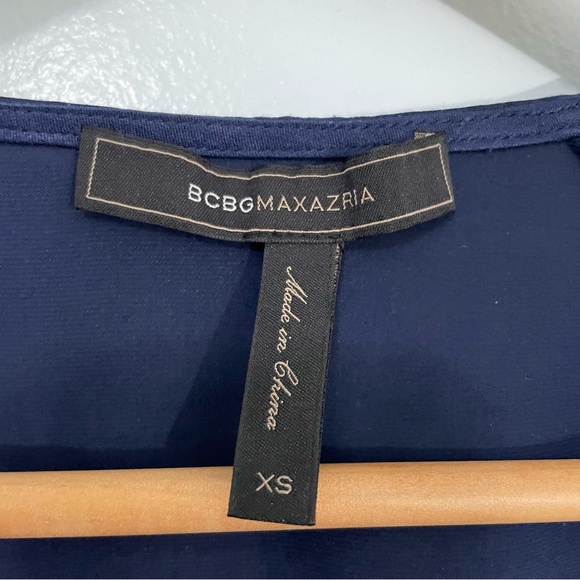 BCBGMaxazria Navy Satin Puff Sleeve Wide Leg waist Tie Jumpsuit XS - Picture 9 of 11